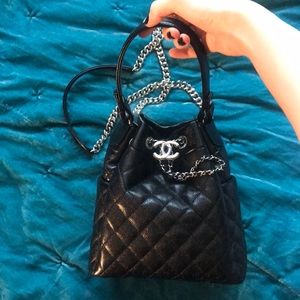 Black Chanel Drawstring Bag
